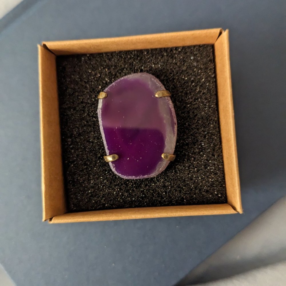 Adjustable genuine agate purple ring